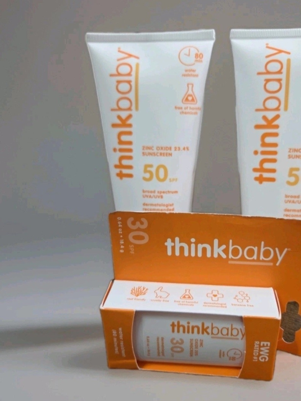 ​Thinkbaby Mineral Sunscreen Bundle 2 Tubes SPF 50 Face Stick - Picture 2 of 5